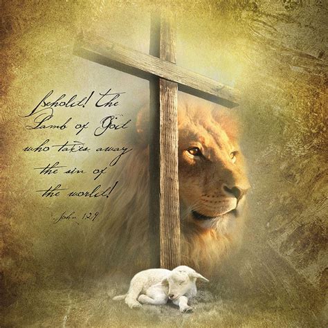Christian Wall Art With Picture Of The Lion Of Judah And The Lamb Of