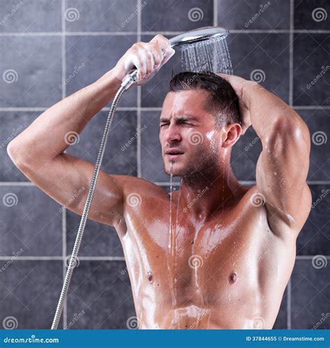 handsome man taking a shower stock image image of clean attractive 37844655