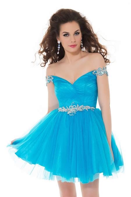Sexy Off The Shoulder Short Turquoise Blue Tulle Beaded Homecoming Prom