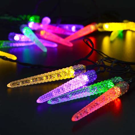 Solar Powered Led Christmas Outdoor Light String 16ft 20led Icicle