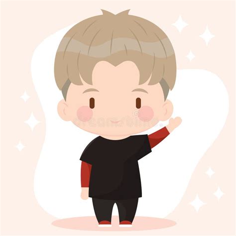 Isolated Colored Cute Chibi Male Korean Anime Character Vector Stock