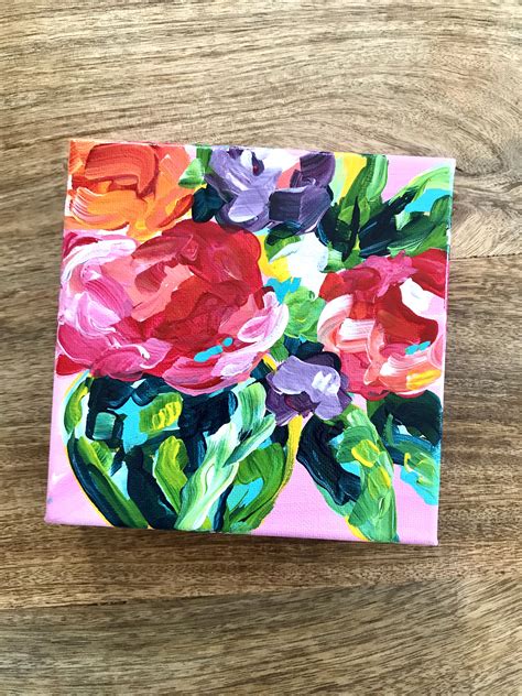 How To Paint Easy Flowers With Acrylic Paint On Canvas For Beginners
