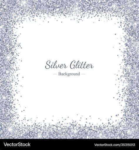 Silver Glitter Backround Square Border Frame Vector Stock Illustration