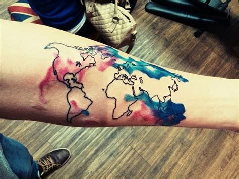 26 World Map Tattoos With Releasing And Wandering Meanings Tattooswin