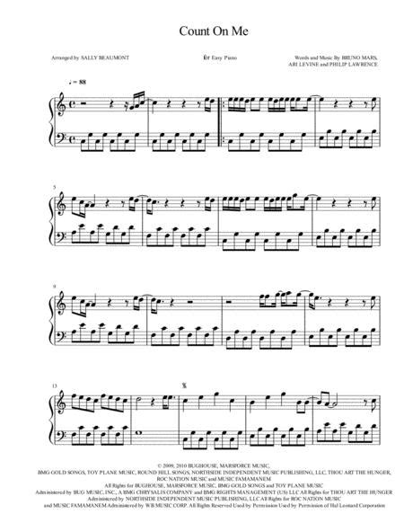 Count On Me Bruno Mars Easy Piano Sheet Music Pdf Download