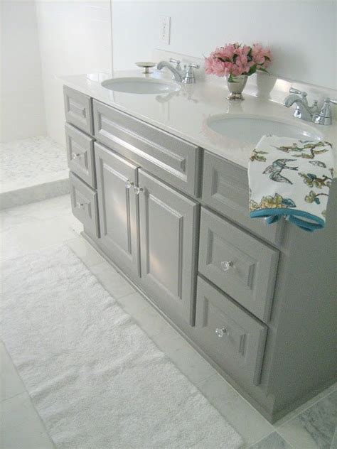 ✔ bathroom shower ideas pinterest. DIY Custom Gray Painted Bathroom Vanity From a Builder ...
