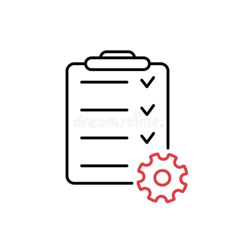 Project Management Line Icon Clipboard And Gear Icon Checklist With