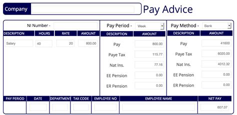 Standard A3 Payslip Make One Now Free Preview