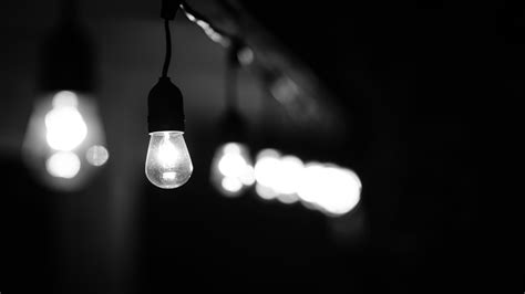 Black And White Pendant Lamp Photography Monochrome Light Bulb