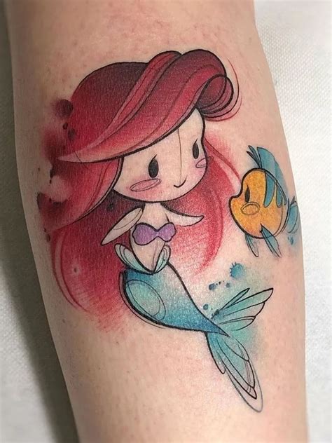 Watercolor Mermaid Disney Princess Tattoo Tattoogoto