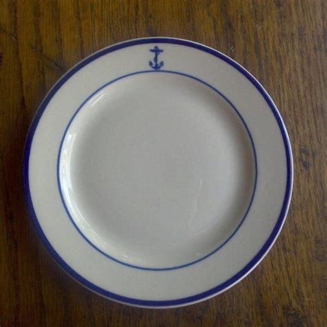 Vintage Us Navy Anchor Plate 5 Available Blue And White