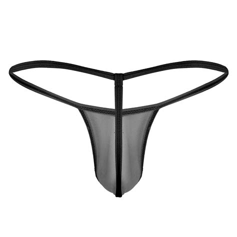 Sexy Mens Wet Look Leather Thongs G String Panties Penis Hole Bikini