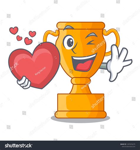 Heart Champion Golden Trophy On Cartoon 库存矢量图（免版税）1207676275 | Shutterstock