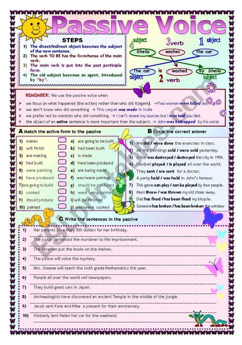 The Passive Voice Esl Worksheet By Mariamit