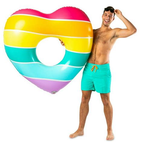 Gay Pride Rainbow LGBT Heart Inflatable Pool Tube Raft Swimming Float BigMouth EBay