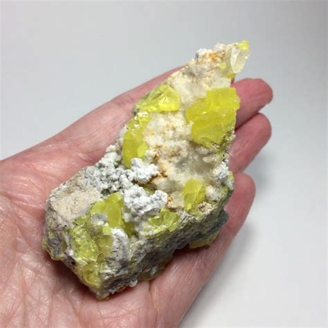 Sulphur Mineral Specimen Crystals On Matrix Raw Sulfur Etsy