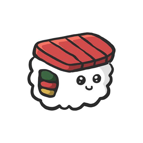 Cute Food Character Funny Sushi Traditional Japanese Food In Cartoon