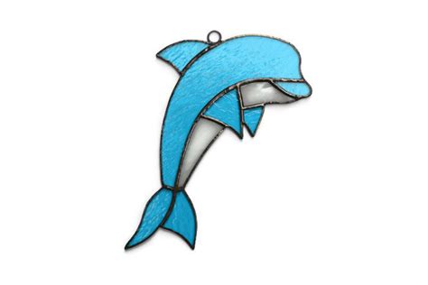 Stained Glass Dolphin Suncatcher Dolphin Sun Catcher Dolphin Etsy