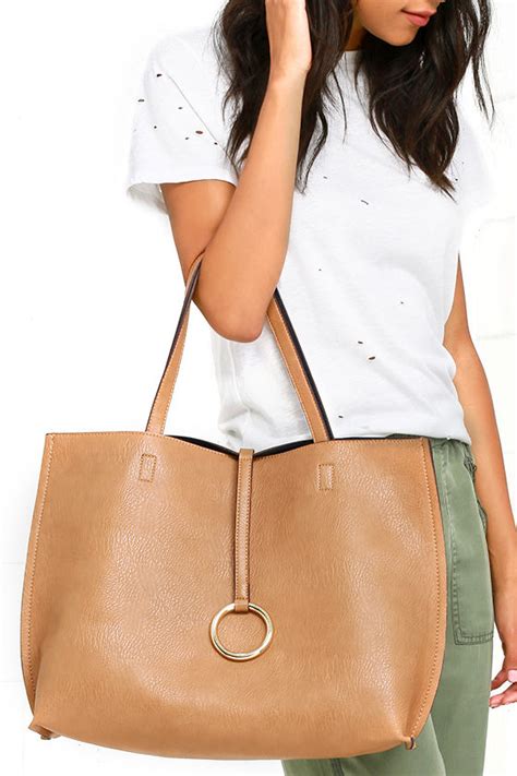 Cute Tan Tote Reversible Tote Faux Leather Purse 4900 Lulus