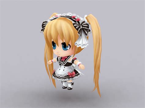Anime Chibi Girl 3d Model 3ds Max Files Free Download Modeling 46389 On Cadnav