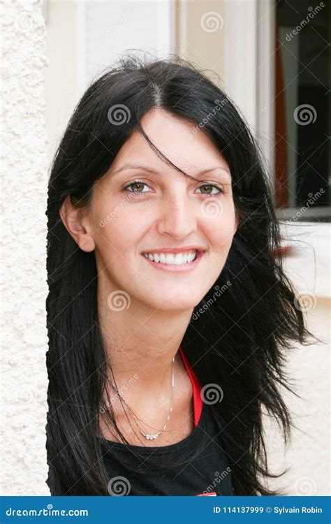 Beautiful Woman With Perfect White Teeth Smile Genuine Positive