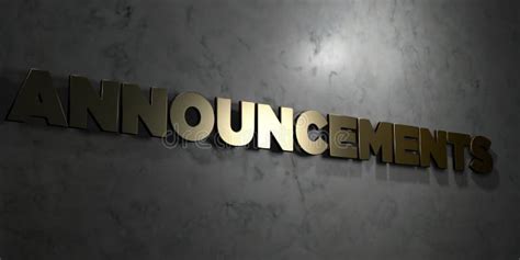 Announcements Gold Text On Black Background 3d Rendered Royalty