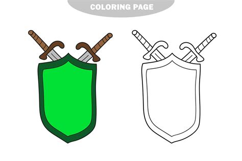 Simple Coloring Page Line Art Black And White Medieval Sword And