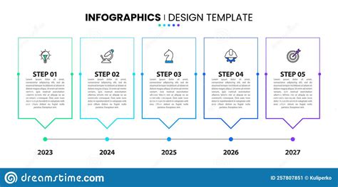 Infographic Template Timeline With 5 Banners And Text Stock Vector