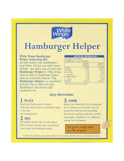 Profesi di dunia kuliner semakin naik daun setelah ditayangkannya ajang pencarian bakat memasak. White Wings Stuffing Mix Hamburger Helper 110g | Ally's ...