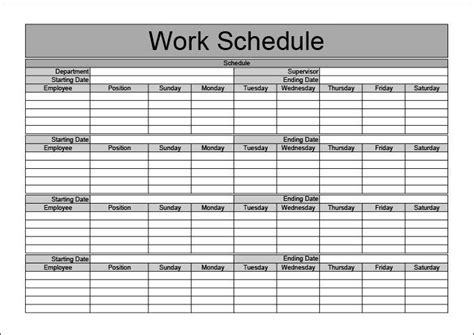 Free Monthly Employee Schedule Template Sampletemplatess