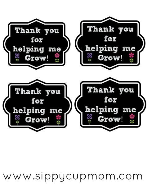 Thank You For Helping Me Grow Printable Teacher Appreciation Gifts Sippy Cup Mom