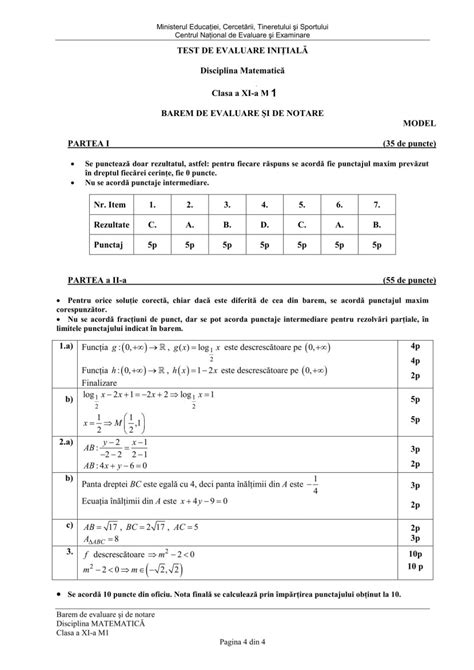 Teste Initiale Matematica Liceu Clasele 9 12 Pentru M1 Si M2 Modele