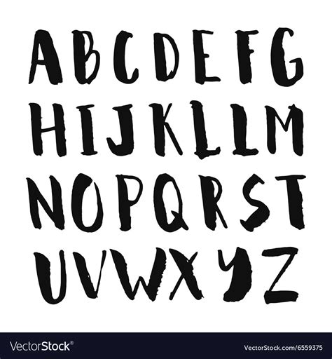 Black Ink Hand Drawn Alphabet Capital Letters Vector Image