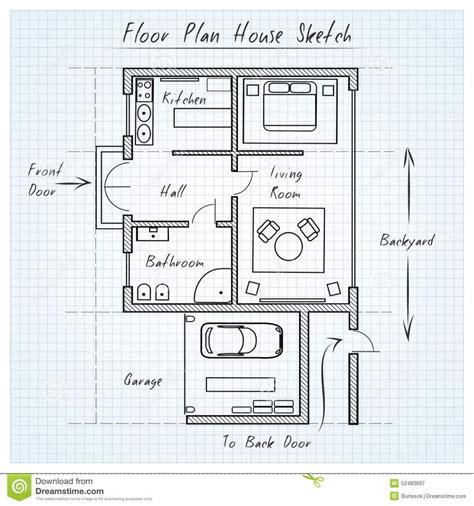 Floor Plan House Sketch Stock Vector Illustration Of Building
