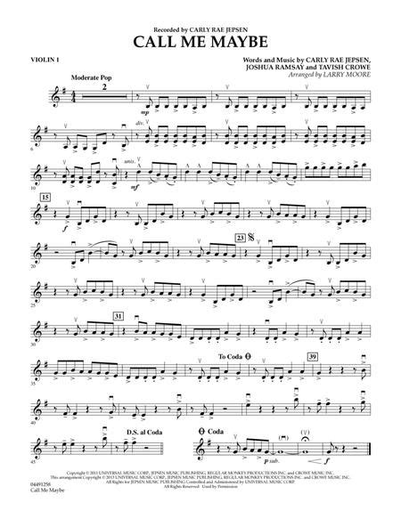 Download Call Me Maybe Violin 1 Sheet Music By Carly Rae Jepsen Sheet Music Plus