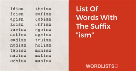 List Of Words With The Suffix Ism