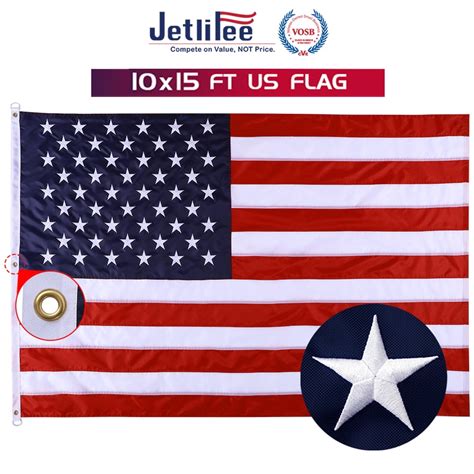 jetlifee american flag us flag embroidered stars sewn stripes grommets nylon us u s 10x15 ft