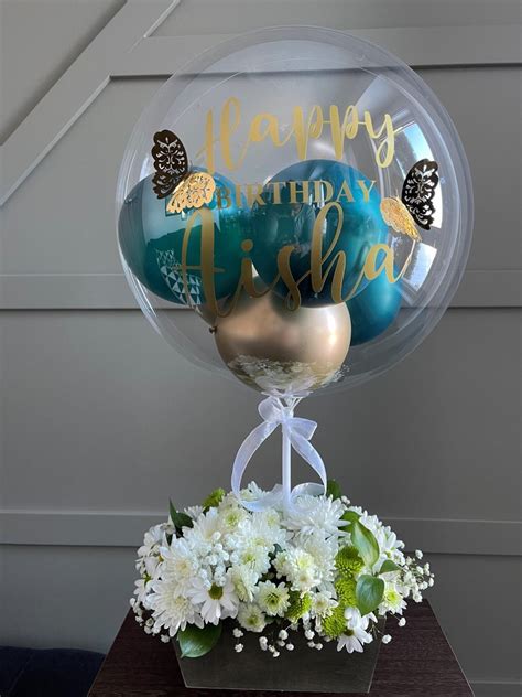Flower Bouquet With Bubble Balloon Bunches