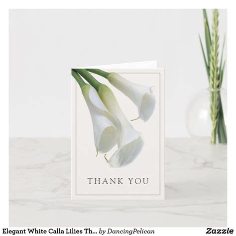 Elegant White Calla Lilies You Thank You Card Zazzle Calla Lily