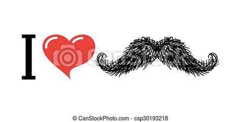 I Love Mustache Heart Symbol Of Love For Lovers Of Logo Of Hair And Face Logo Hipster Sign