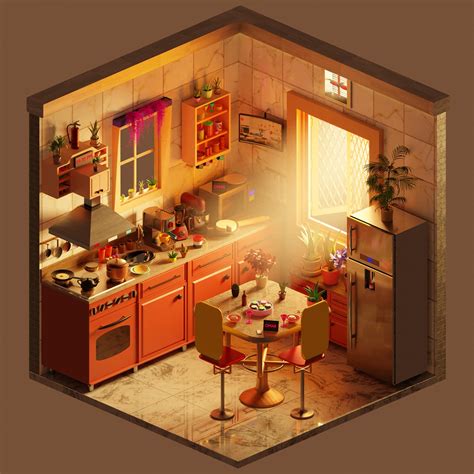 3d Modeling And Animation Group Hello I Made This Isometric Kitchen