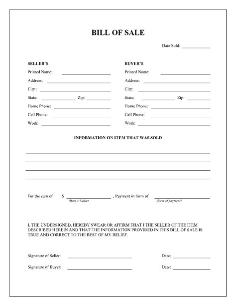 Texas general bill of sale