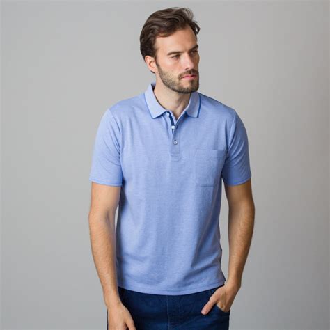 Mens Polo Shirt In Light Blue Color 11792 Willsoor