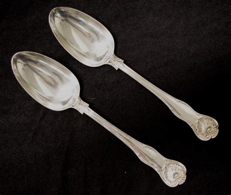Victorian Sterling Silver Serving Spoons London 1851 Flatware