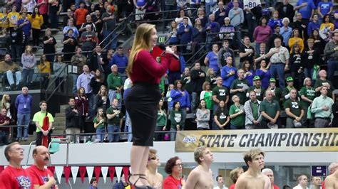 Melina Singing National Anthem Ihsaa Swimming State Finals 2017 Youtube