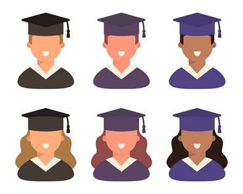 Icon Set Students Graduates In Student Hats Boys And Girls Icons For