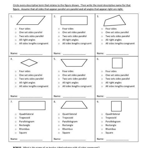 Worksheets On Quadrilaterals And Their Properties