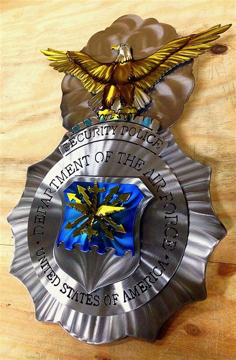 Security Forces Shield Military Wallpaper Military Insignia Metal Art