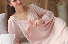 nightgown nightgowns long pink women princess night nightdress aliexpress sexy sleepwear dress homewear gentlewoman fall simple style