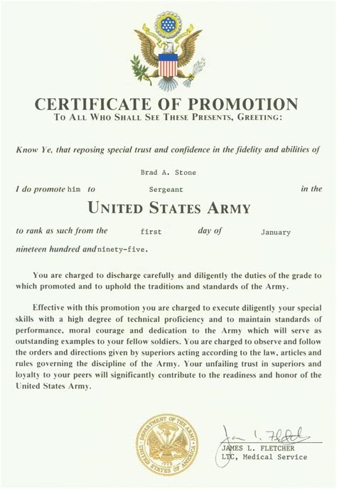 Air Force Promotion Certificate Template
